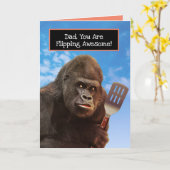 Carte Funny Gorilla Flipping Awesome BBQ Fête des pères (Fleur jaune)