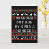 Carte Funny Grandma Got Run Over By A Reindeer  (Fleur jaune)