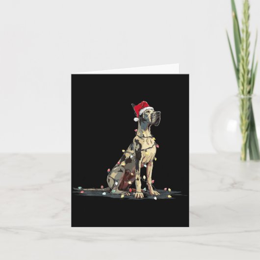 Carte Funny Great Dane Christmas Graphics Dog Lights Lov (Devant)