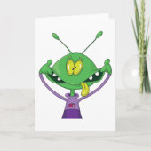 Carte Funny Green Alien Making Silly Face (Devant)