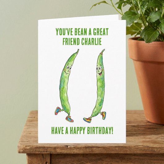 Carte Funny Green Runner Bean Best Friend Birthday