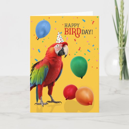 Carte Funny Green Winged Macaw Parrot Birthday (Devant)