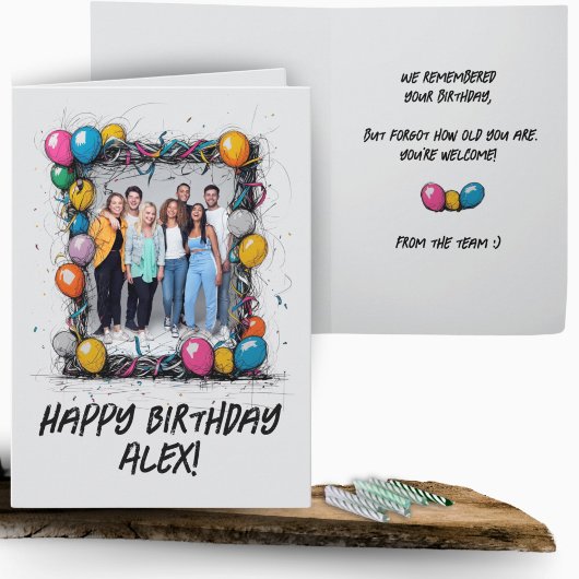 Carte Funny Grey Custom Photo Anniversaire Team