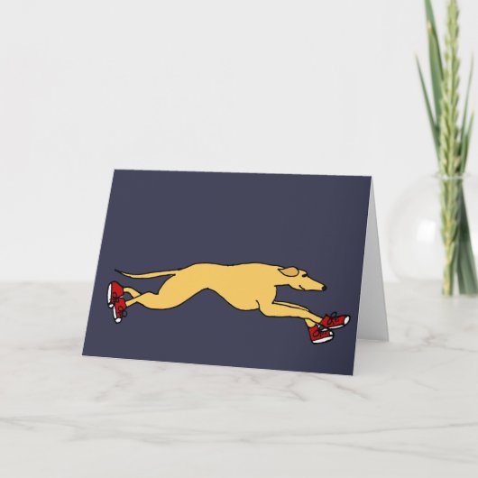Carte Funny Greyhound Dog courir dans l'art Basket rouge (Devant)