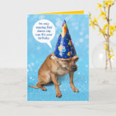 Carte Funny Grimacing Chihuahua Anniversaire Dunce Casqu (Fleur jaune)