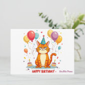 Carte Funny Grumpy Cat Birthday Card – Balloon Overload (Debout devant)