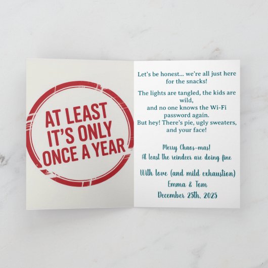 Carte Funny Grumpy Reindeer Customizable Photo Christmas (Intérieur)