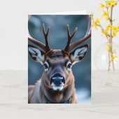 Carte Funny Grumpy Reindeer Customizable Photo Christmas (Fleur jaune)