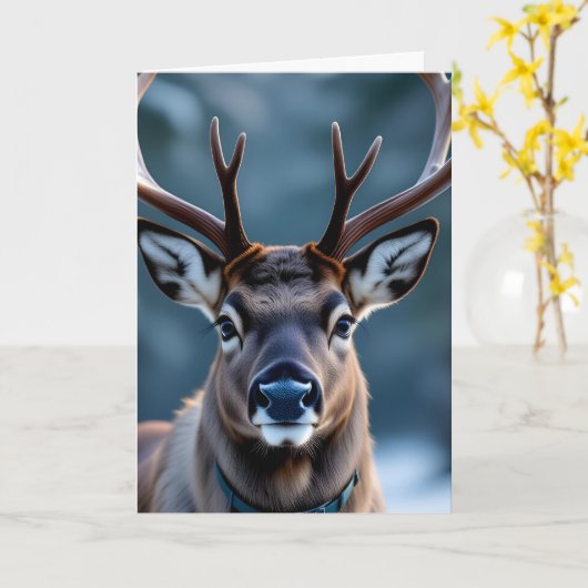 Carte Funny Grumpy Reindeer Customizable Photo Christmas (Fleur jaune)