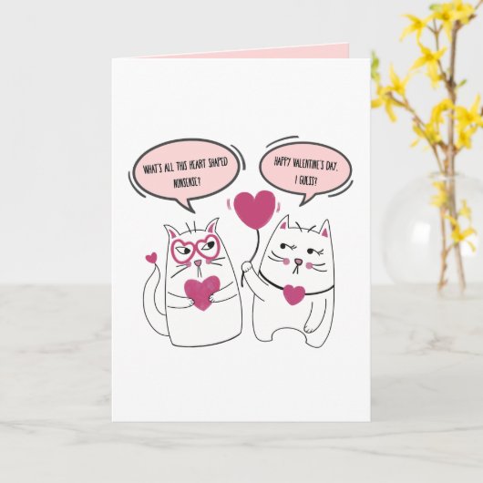 Carte Funny Grumpy Sarcastic Valentines Jour Chat Couple (Fleur jaune)