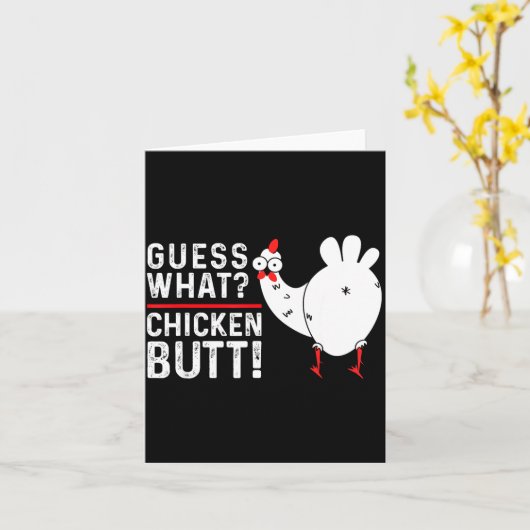 Carte Funny Guess What_ Chicken Butt! Graphic Design  (Fleur jaune)
