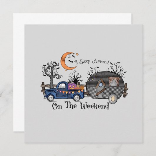 Carte Funny Halloween Camping (Devant / Derrière)