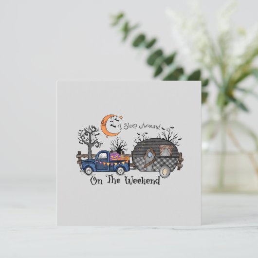 Carte Funny Halloween Camping (Debout devant)