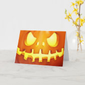 Carte Funny Halloween Citrouille Glown Jack-o'-lantern (Fleur jaune)