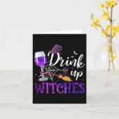 Carte Funny Halloween Hat Up Witches Funny Funny Drink (Fleur jaune)