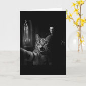 Carte Funny Halloween Surprised Ed Cat Selfie Dracula Va (Fleur jaune)