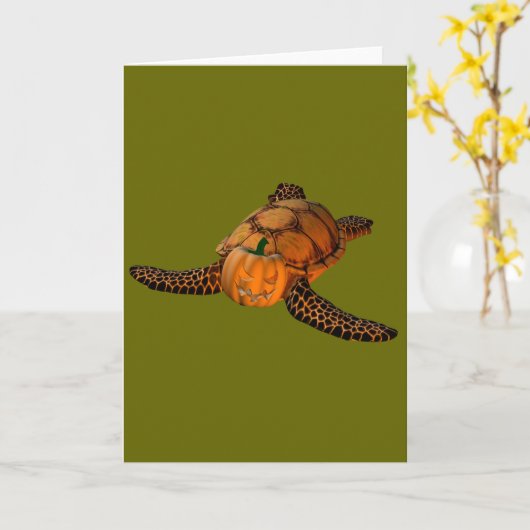 Carte Funny Halloween Turtle (Fleur jaune)