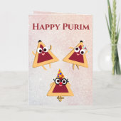 Carte Funny Hamantaschen Salutation juive Happy Purim (Dos)