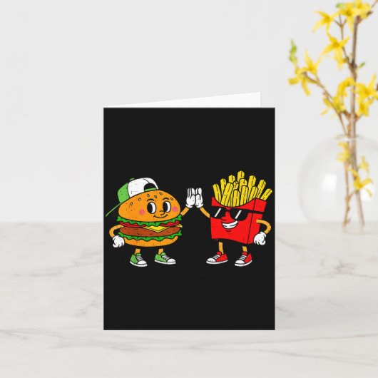 Carte Funny Hamburger French Fries Combo Snacks Fast Foo (Fleur jaune)