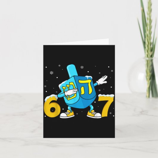 Carte Funny Hanukkah Six Seven Chanukah Dreidel Dabbing  (Devant)