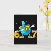 Carte Funny Hanukkah Six Seven Chanukah Dreidel Dabbing  (Fleur jaune)