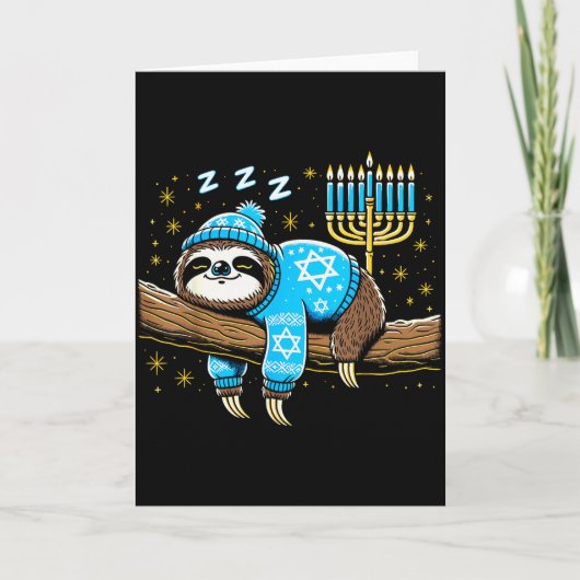 Carte Funny Hanukkah Sloth Jewish Chanukah Sleeng Hanukk (Devant)
