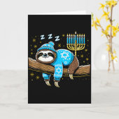 Carte Funny Hanukkah Sloth Jewish Chanukah Sleeng Hanukk (Fleur jaune)