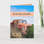 Carte FUNNY Happy 100th Birthday - Vintage Orange Truck<br><div class="desc">Cette carte avec son camion vintage dans un champ est une façon amusante de souhaiter un joyeux anniversaire à un gars très spécial. Tout le texte est personnalisable.Une carte amusante et unique ! Pour voir plus de mes cartes d'anniversaire, tapez l'année de votre choix, puis tapez ou collez dans la...</div>