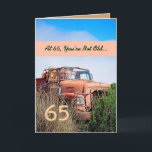 Carte FUNNY Happy 65th Birthday - Vintage Orange Truck<br><div class="desc">Cette carte avec son camion vintage dans un champ est une façon amusante de souhaiter un joyeux anniversaire à un gars très spécial. Tout le texte est personnalisable.Une carte amusante et unique ! Pour voir plus de mes cartes d'anniversaire, tapez l'année de votre choix, puis tapez ou collez dans la...</div>