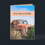 Carte FUNNY Happy 75th Birthday Vintage Orange Truck 002<br><div class="desc">Cette carte avec son camion vintage dans un champ est une façon amusante de souhaiter un joyeux anniversaire à un gars très spécial. Tout le texte est personnalisable.Une carte amusante et unique ! Pour voir plus de mes cartes d'anniversaire, tapez l'année de votre choix, puis tapez ou collez dans la...</div>