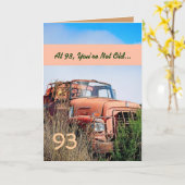 Carte FUNNY Happy 93e anniversaire Camion Vintage 93A (Fleur jaune)