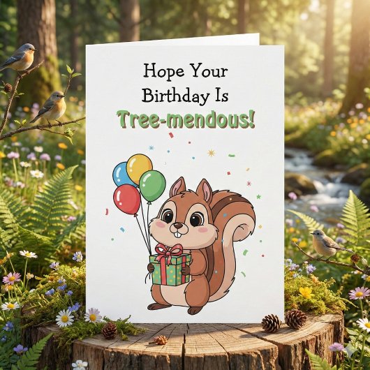 Carte Funny Happy Birthday Squirrel Pun