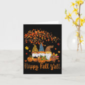 Carte Funny Happy Fall Y'all Thanksgiving Gnomes Tree Pu (Fleur jaune)