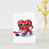 Carte Funny Heart Playing Hockey Apparel  (Fleur jaune)
