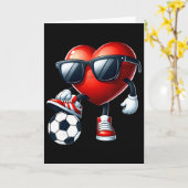 Carte Funny Heart Playing Soccer Valentines Day Mens Boy (Fleur jaune)