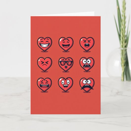Carte Funny Hearts Emoji Moods Card (Devant)