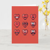 Carte Funny Hearts Emoji Moods Card (Fleur jaune)