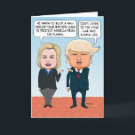 Carte Funny Hillary Clinton et Donald Trump Birthday<br><div class="desc">This funny and timely birthday fedesidential candidates Hillary Clinton et Donald Trump having a spirited debate about a birthday cake. 

Thanks for choosing this original by design © Chuck Ingwersen and supporting me — an independent artist ! I post-cartoons every day on Instagram : https://www.instagram.com/captainscratchy</div>
