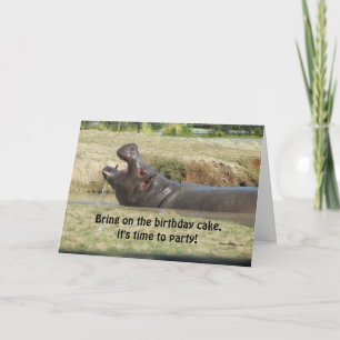 Carte Funny Hippopotamus voeux d'anniversaire