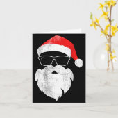 Carte Funny Hipster Santa Face With Hat Beard &amp; Gles (Fleur jaune)