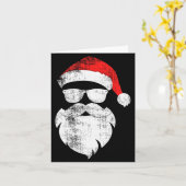 Carte Funny Hipster Santa Face With Hat Beard & Gles (Fleur jaune)
