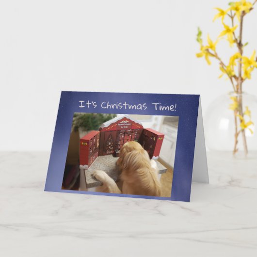 Carte Funny Holiday card Dog with Treats Advent Calendar (Fleur jaune)
