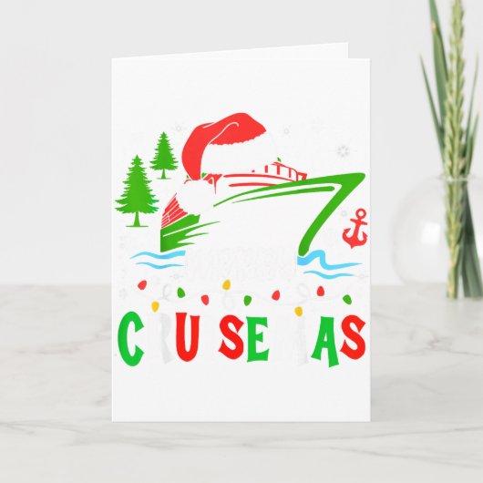 Carte Funny Holiday Cruising Trip Xmas Lights Matching V (Devant)