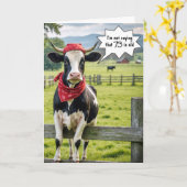 Carte Funny Holstein Cow pour 73e anniversaire (Fleur jaune)