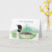 Carte Funny, Honor of Your Birthday, Fishing Loon (Fleur jaune)