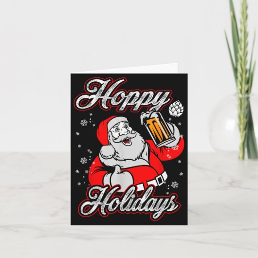 Carte Funny Hoppy Holidays Santa Beer Christmas Drinking (Devant)