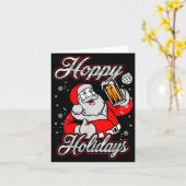 Carte Funny Hoppy Holidays Santa Beer Christmas Drinking (Fleur jaune)