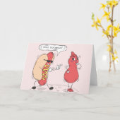 Carte Funny Hot Dog et Ketchup Anniversaire (Fleur jaune)