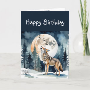 Carte Funny Howling Coyote Anniversaire