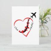 Carte Funny I love My Pilot Heart & Airplane Romantic (Debout devant)